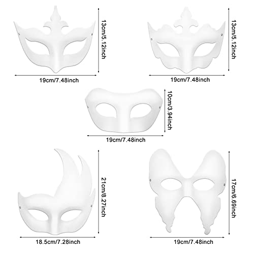 Ioffersuper 40 Pack Paper Mardi Gras Mask Plain White Masquerade Mask DIY Half Face Paper Masquerade Masks For Women Men Adults Costume Party Art Crafting Project Performances - Image 2