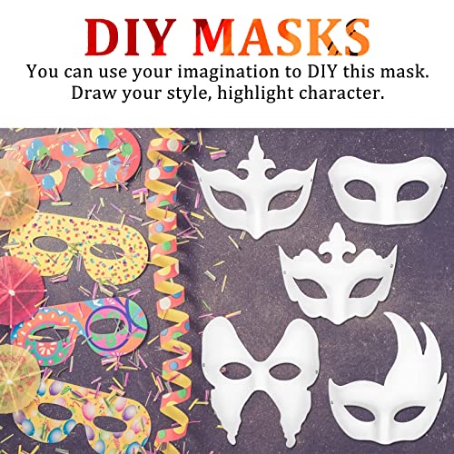 Ioffersuper 40 Pack Paper Mardi Gras Mask Plain White Masquerade Mask DIY Half Face Paper Masquerade Masks For Women Men Adults Costume Party Art Crafting Project Performances - Image 4