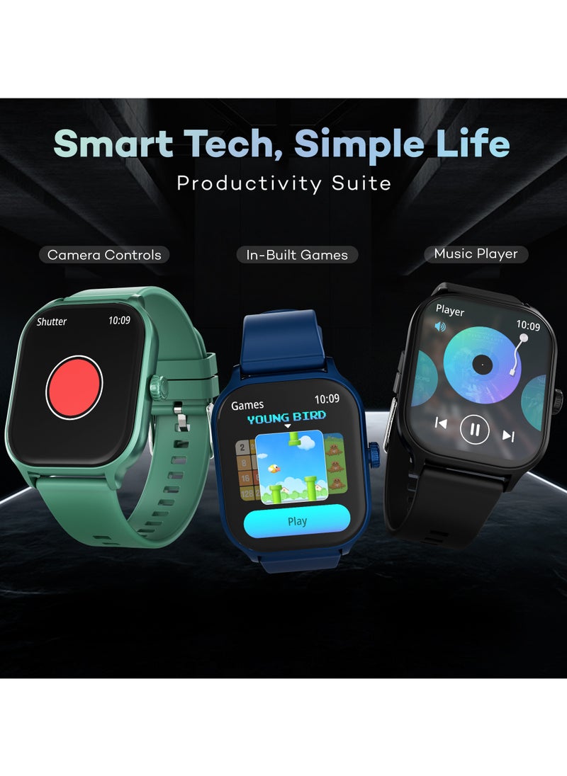 Pebble - Neo Smart Watch for Men and Women , 1.99" True HD Display, Bluetooth Calling, SpO2 & Heart Rate Monitoring, Rotating Crown, Multiple Sports Modes, Sleep Monitoring, DIY Watch Faces, Cobalt Blue - Image 1