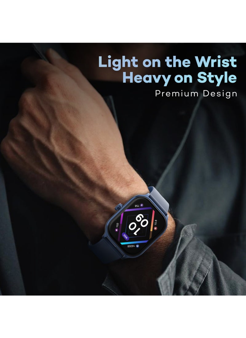 Pebble - Neo Smart Watch for Men and Women , 1.99" True HD Display, Bluetooth Calling, SpO2 & Heart Rate Monitoring, Rotating Crown, Multiple Sports Modes, Sleep Monitoring, DIY Watch Faces, Cobalt Blue - Image 1