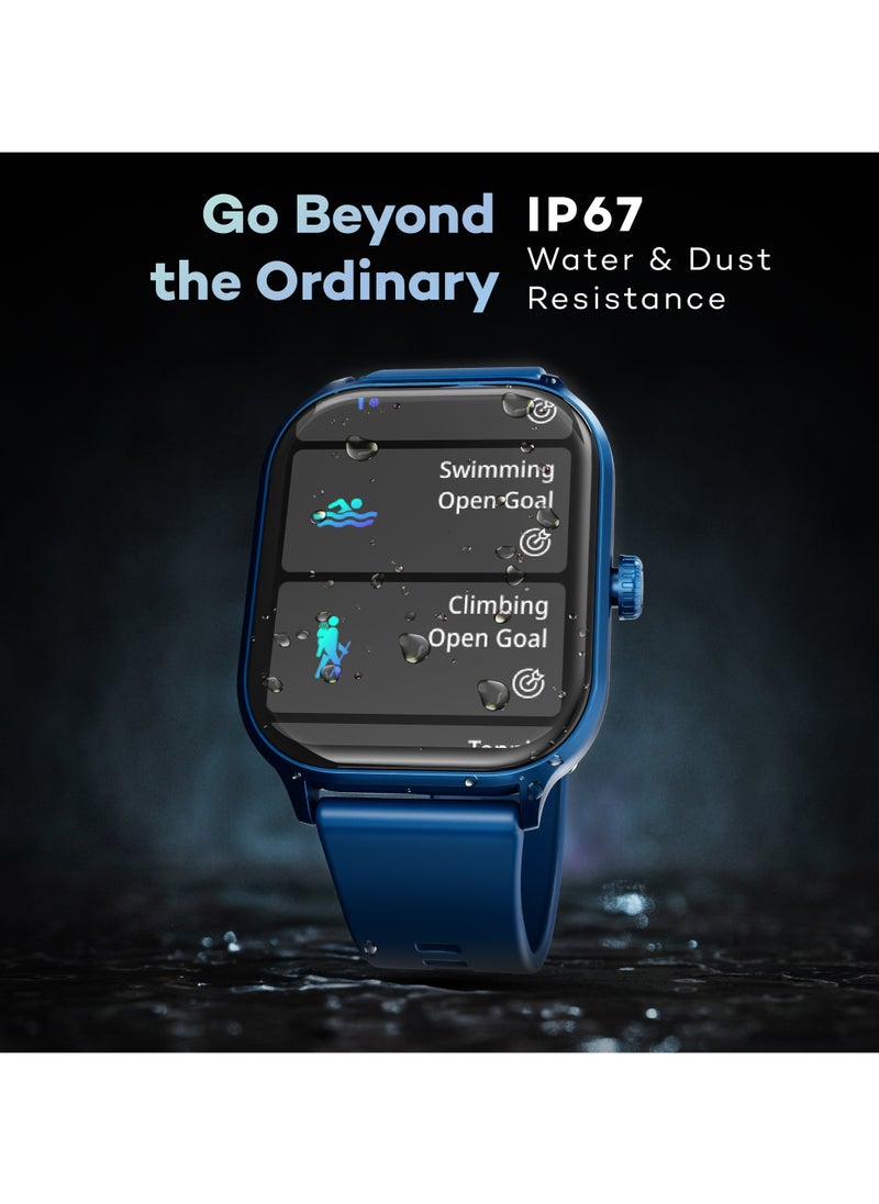 Pebble - Neo Smart Watch for Men and Women , 1.99" True HD Display, Bluetooth Calling, SpO2 & Heart Rate Monitoring, Rotating Crown, Multiple Sports Modes, Sleep Monitoring, DIY Watch Faces, Cobalt Blue - Image 1
