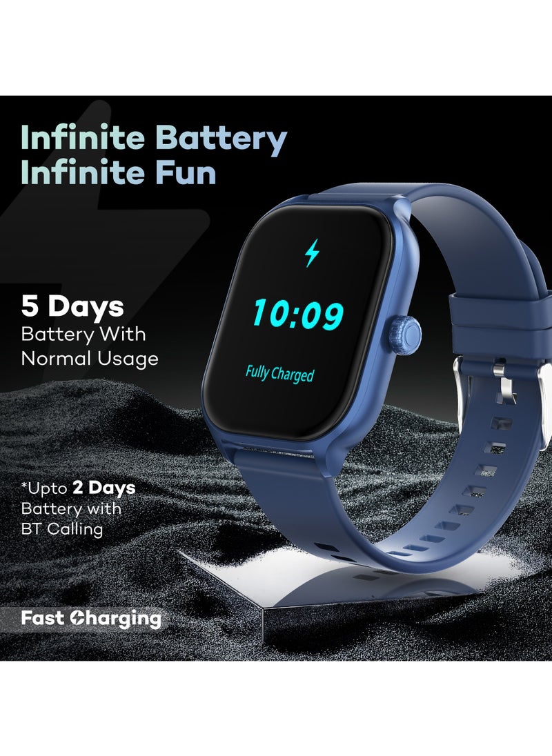 Pebble - Neo Smart Watch for Men and Women , 1.99" True HD Display, Bluetooth Calling, SpO2 & Heart Rate Monitoring, Rotating Crown, Multiple Sports Modes, Sleep Monitoring, DIY Watch Faces, Cobalt Blue - Image 1
