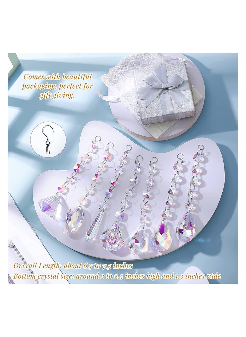 Sun Catchers with Crystals 7 Pcs Hanging Crystals Suncatchers for Windows Colored Crystals Prisms Glass Pendant Suncatchers Beads for Chandeliers Garden C hristmas Tree Decoration  - Image 3