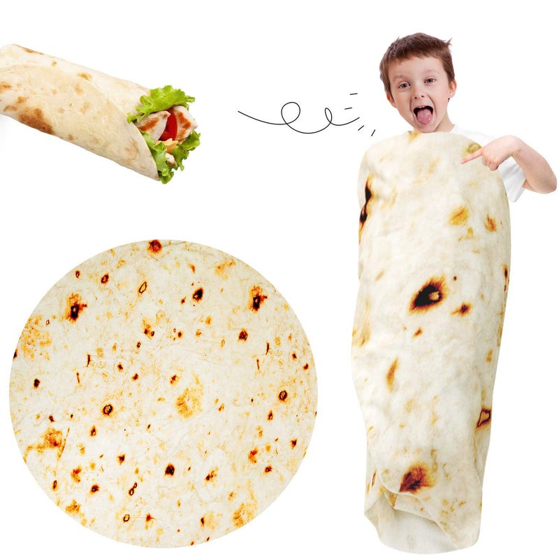 Kids Tortilla Blanket 1 2 3 4 5 Year Old Boy Birthday Gift 49 Inch Burritos Kids Blanket Funny Kindergarten Graduation Gifts for Boys Taco Food Blanket Soft Comfortable Flannel Throw Blanket