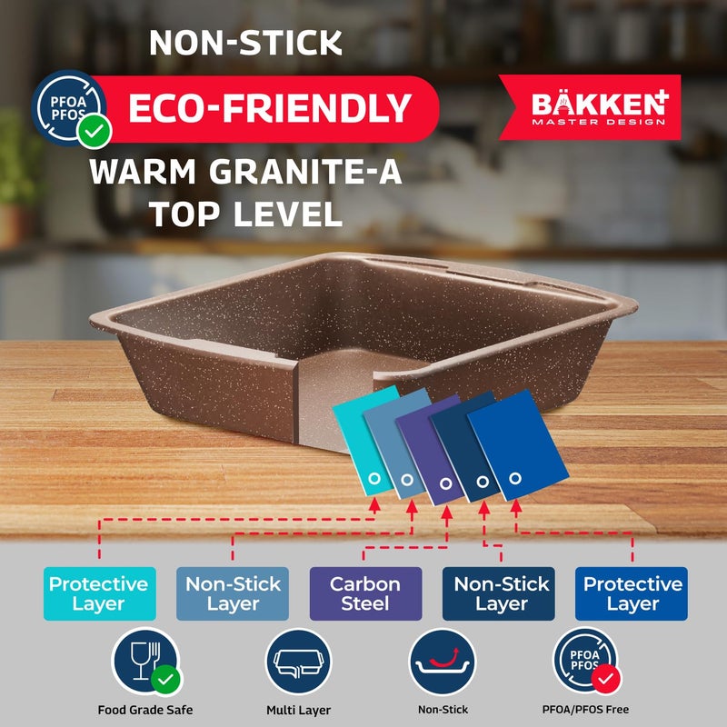 BAKKENMASTER Bakken Master 38 Piece Granite Cookware and Bakeware Set â€“ Nonstick Granite Coating, Pots and Pans with Detachable Handles and Tempered Glass Lids, 6-piece Bakeware set, 12-piece Mixing Bowls,Brown - Image 4