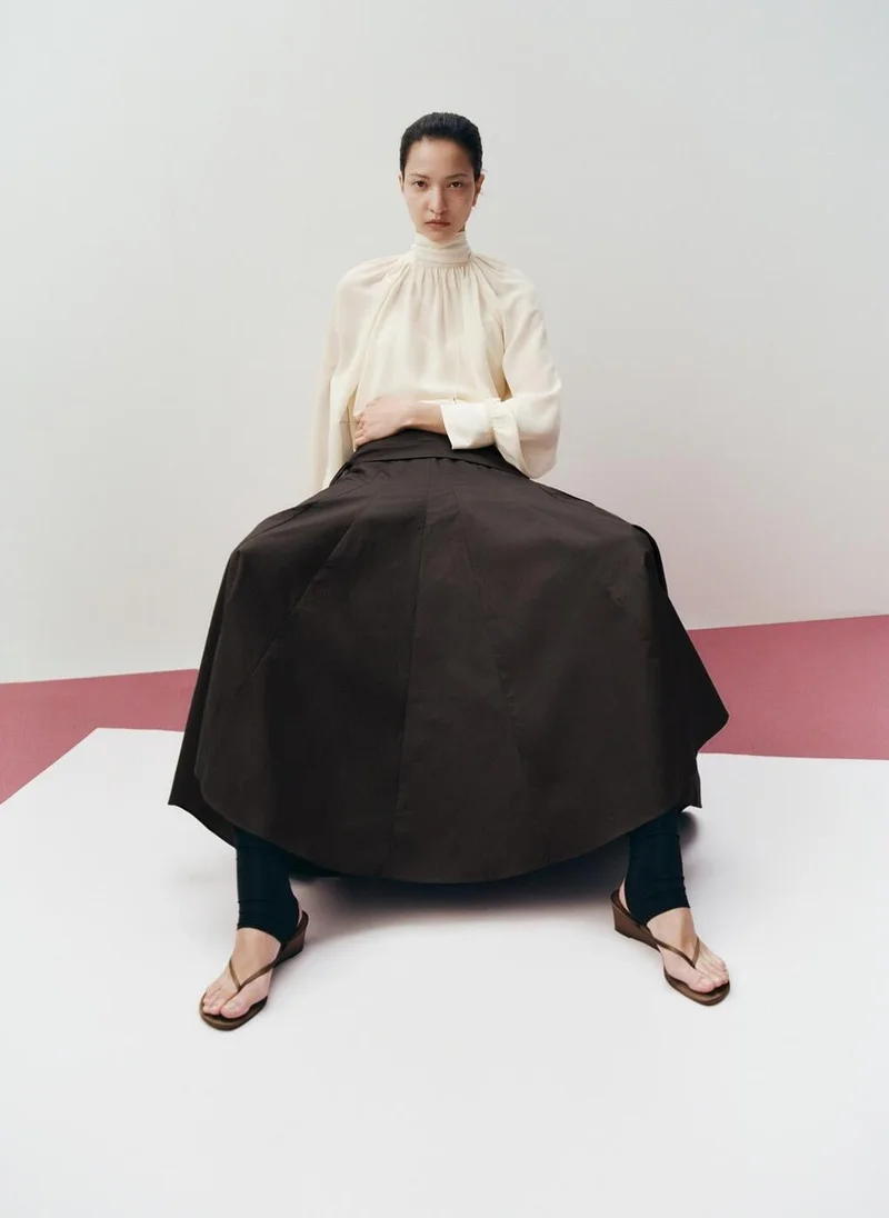 MANGO  High-neck semi-transparent blouse for Women | Best Price UAE