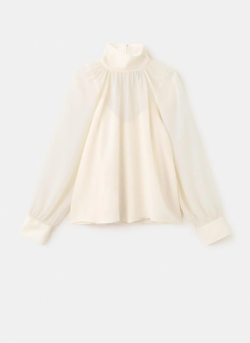 MANGO  High-neck semi-transparent blouse for Women | Best Price UAE