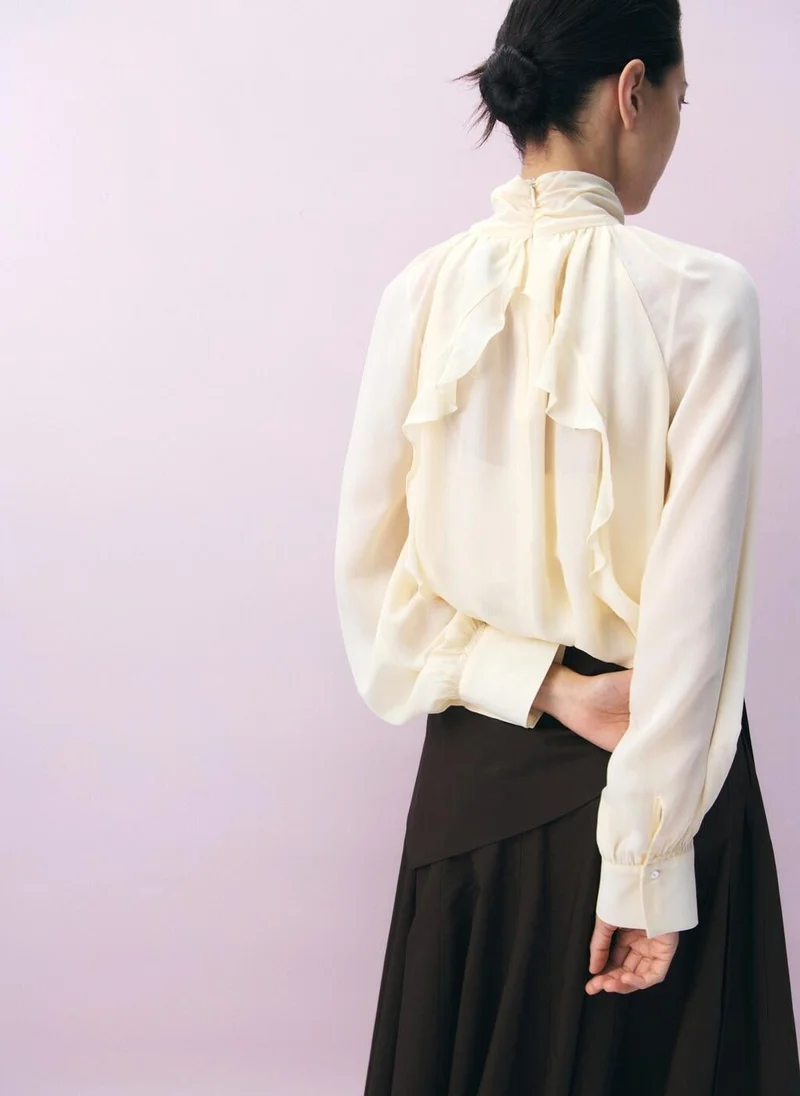 MANGO High-neck semi-transparent blouse