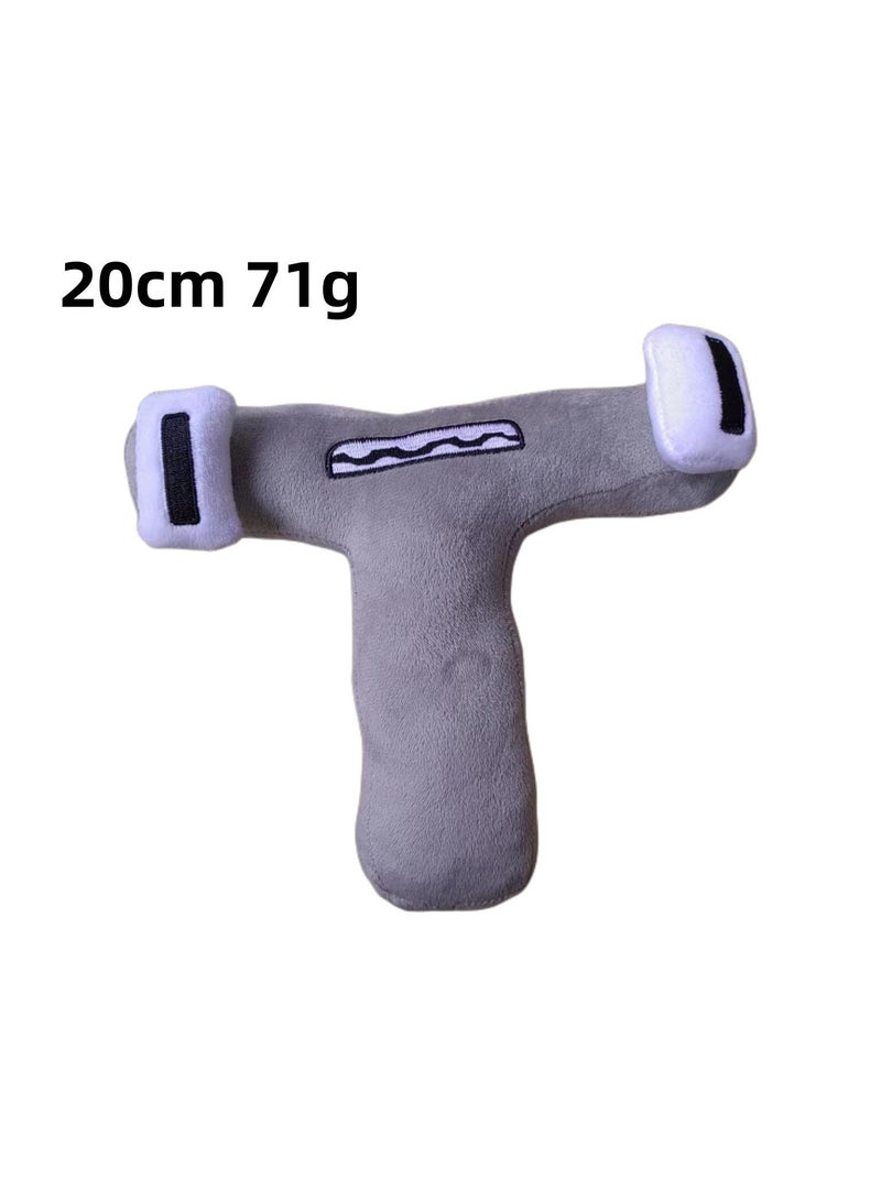 1-Pieces Alphabet Doll Funny Emojis Cotton Number Plush Toy Grey-T 