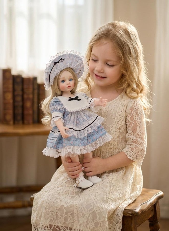 Cloveray Hand-Painted Vinyl Doll – 16-Inch Designer Collectible Doll with Curls, Victorian Lace Dress – Handmade Realistic Art Doll for Display or Gift (Grey) - Image 4