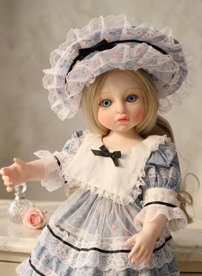 Cloveray Hand-Painted Vinyl Doll – 16-Inch Designer Collectible Doll with Curls, Victorian Lace Dress – Handmade Realistic Art Doll for Display or Gift (Grey) - Image 1
