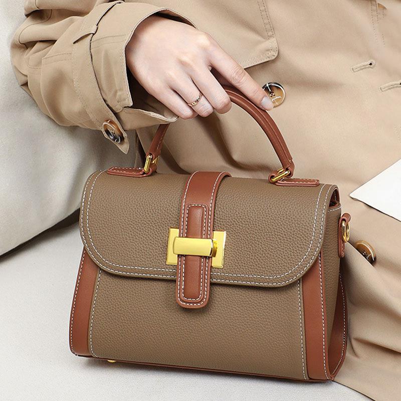 Genuine Leather Bag Women'S Crossbody Bag Easiest For Match Contrast Color Handheld Genuine Leather Bag Summer Shoulder Fashion Women'S Bag - Image 3