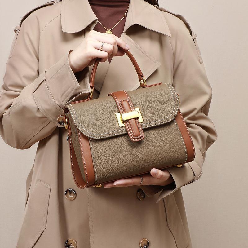 Genuine Leather Bag Women'S Crossbody Bag Easiest For Match Contrast Color Handheld Genuine Leather Bag Summer Shoulder Fashion Women'S Bag - Image 2