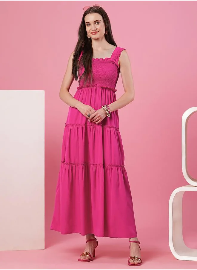 globus Smocked Detail Sleeveless Tiered Maxi Dress