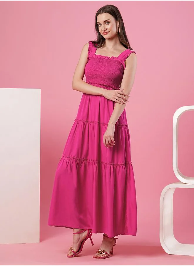 globus Smocked Detail Sleeveless Tiered Maxi Dress