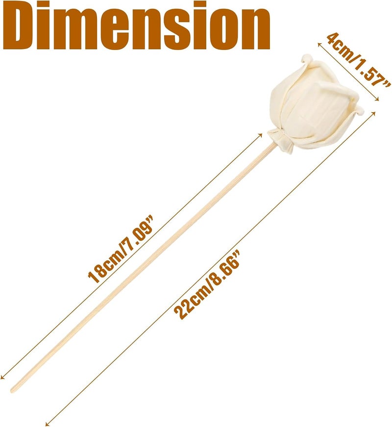 كاست ويف حزمة من 5 أعواد نشر طبيعية من الروطان مع أطراف زهور مزخرفة - بطول 9 بوصات، إعادة تعبئة ناشر الزيوت العطرية للعلاج بالروائح للمنزل والمكتب والديكور في المنتجعات (برائحة خشب الورد) - Image 2