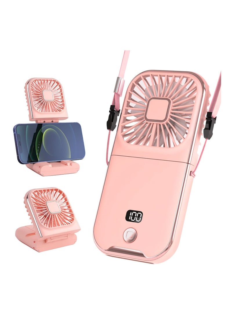 SYOSI Rechargeable Mini Handheld Fan, Portable Electric Personal Fan with Lanyard Small Fan Convenient Lanyard Personal Fan Compact Handheld Fan Portable Fan for Desk Office Outdoor Indoor - Image 1