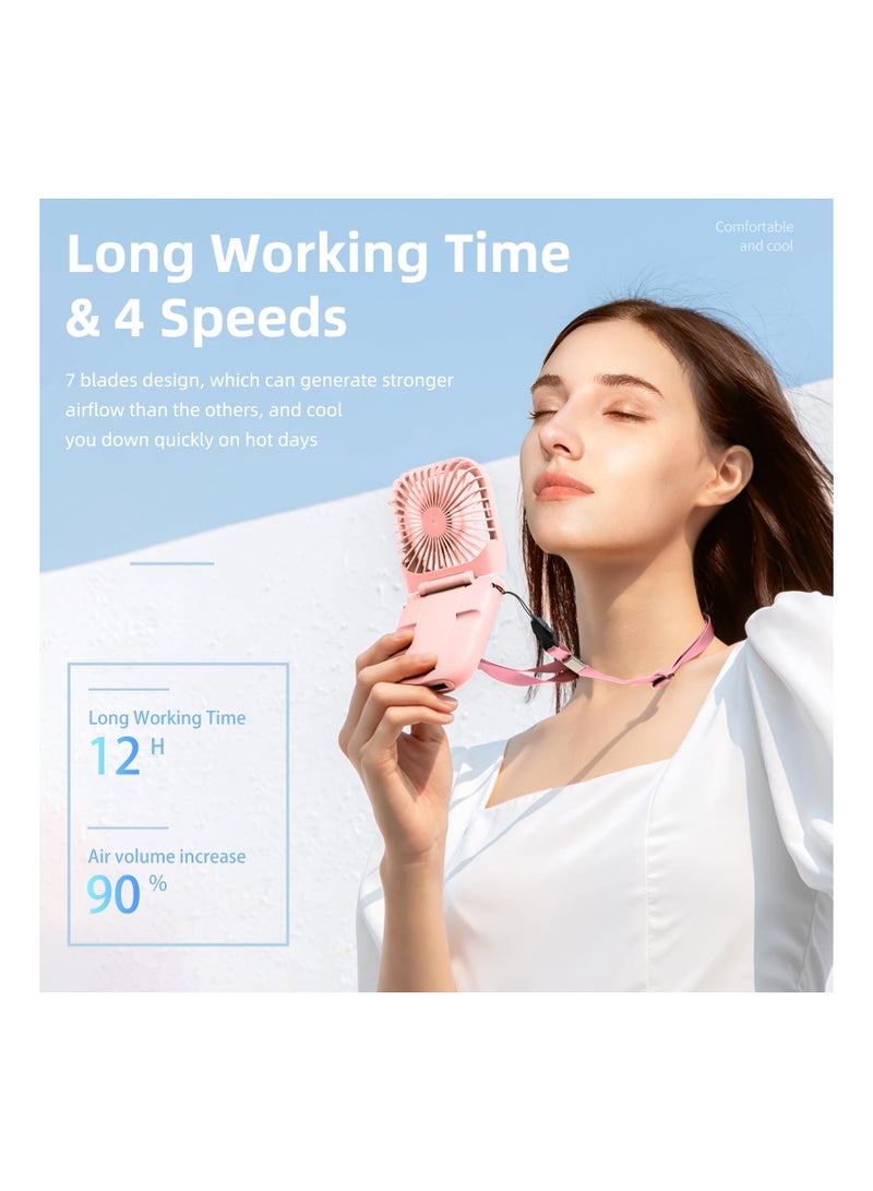 SYOSI Rechargeable Mini Handheld Fan, Portable Electric Personal Fan with Lanyard Small Fan Convenient Lanyard Personal Fan Compact Handheld Fan Portable Fan for Desk Office Outdoor Indoor - Image 2