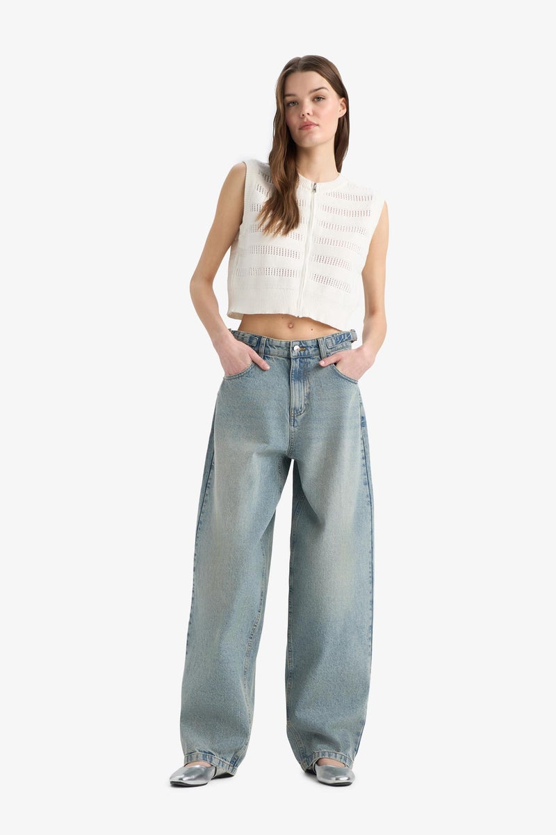 DeFacto Blue Woman tall hem Jean Look Trousers Casual - Image 2