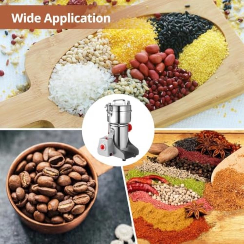 Grain Mill Grinder 800g, Electric Stainless Steel High-Speed Spice Herb Grinder, 3200W Swing Type Cereals Corn Flour Pulverizer Powder Machine for Dry Spice Herbs Grains Coffee Rice Pepper - Image 5