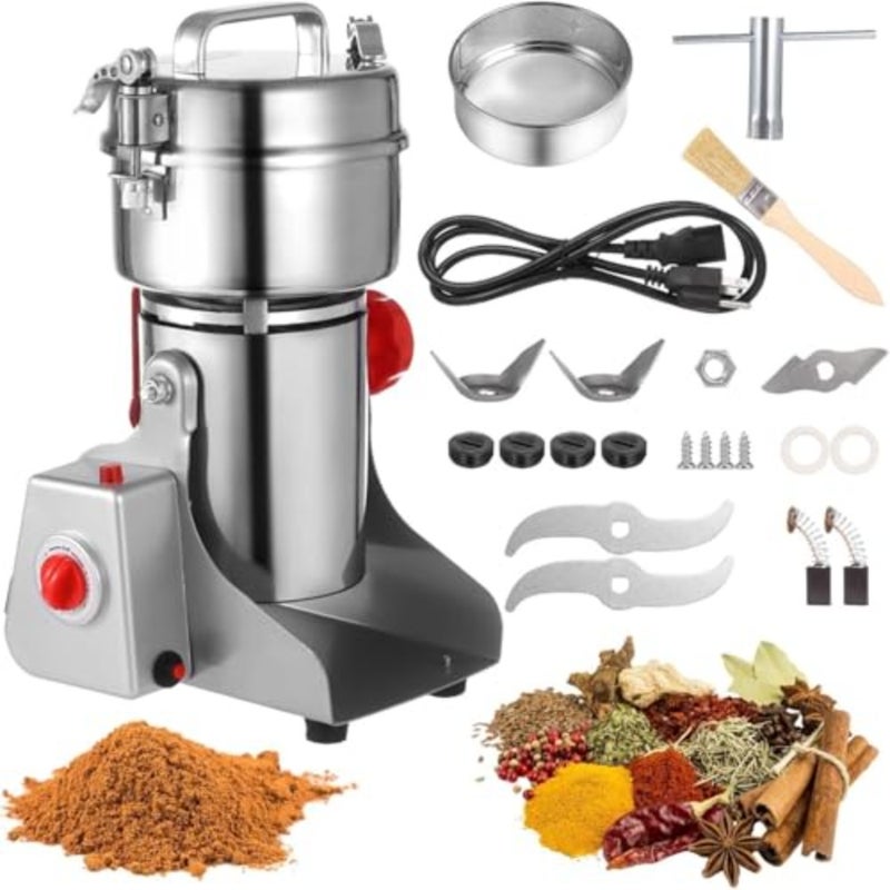 Grain Mill Grinder 800g, Electric Stainless Steel High-Speed Spice Herb Grinder, 3200W Swing Type Cereals Corn Flour Pulverizer Powder Machine for Dry Spice Herbs Grains Coffee Rice Pepper - Image 1