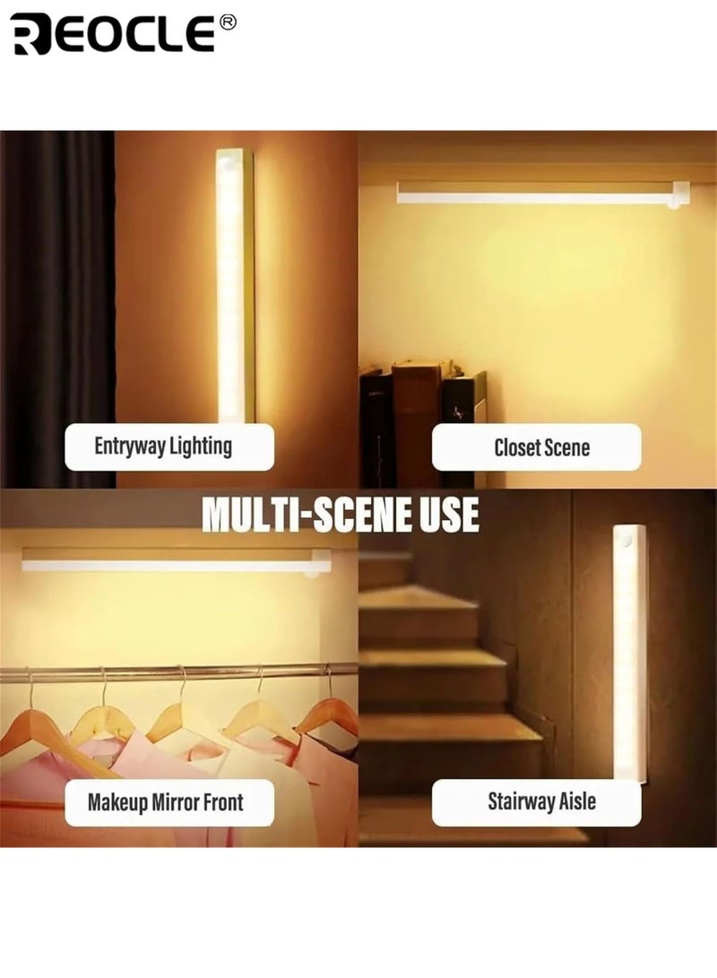ريوكل قطعتان من شريط إضاءة LED مزود بحساس حركة بثلاث مستويات، يتم شحنه عبر USB، سهل التركيب مغناطيسيًا، يعمل تلقائيًا تحت الخزائن أو في دواليب المطبخ - Image 5