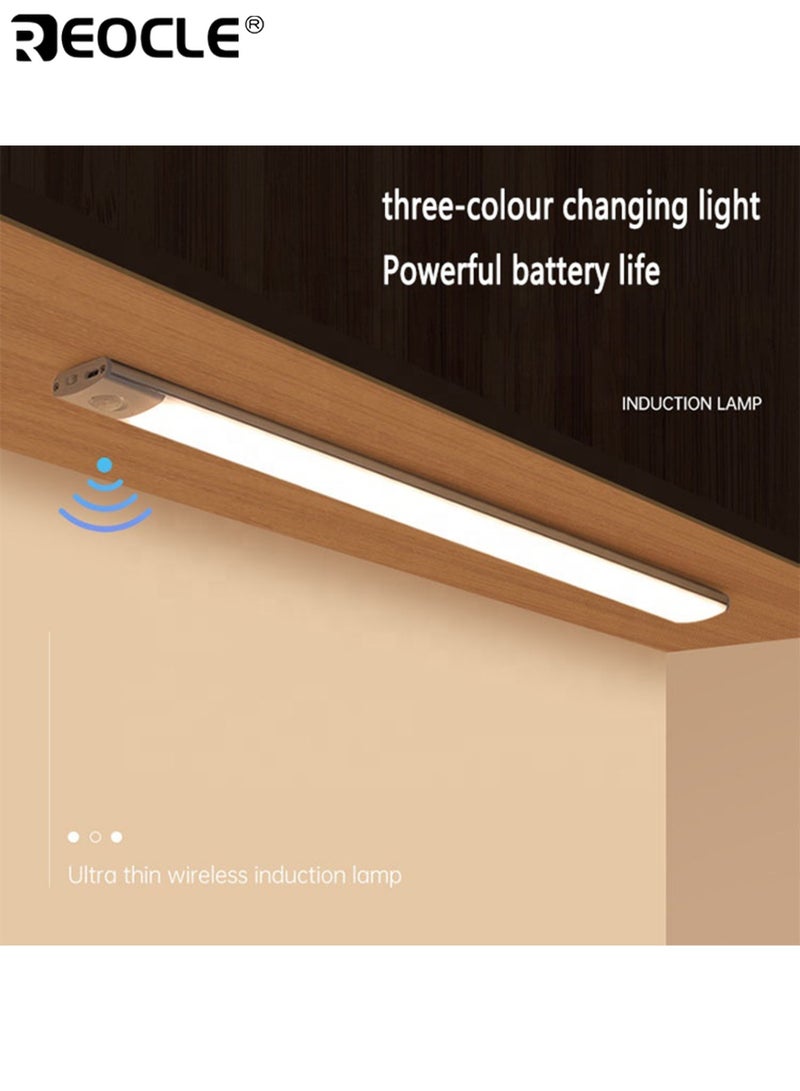 ريوكل قطعتان من شريط إضاءة LED مزود بحساس حركة بثلاث مستويات، يتم شحنه عبر USB، سهل التركيب مغناطيسيًا، يعمل تلقائيًا تحت الخزائن أو في دواليب المطبخ - Image 3