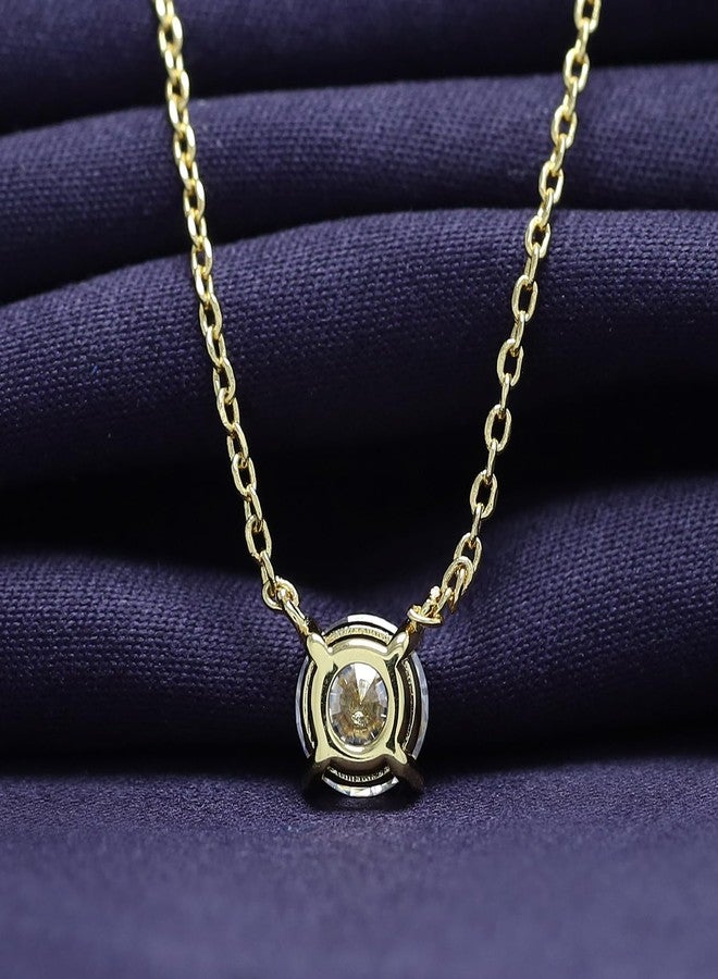SAVEARTH DIAMONDS 18K Yellow Gold Plated Solitaire Pendant Necklace, 6.5MM Moissanite Diamond Necklace for Women Jewelry 18"+2" Inch Extender (0.90 Ctw) - Image 4