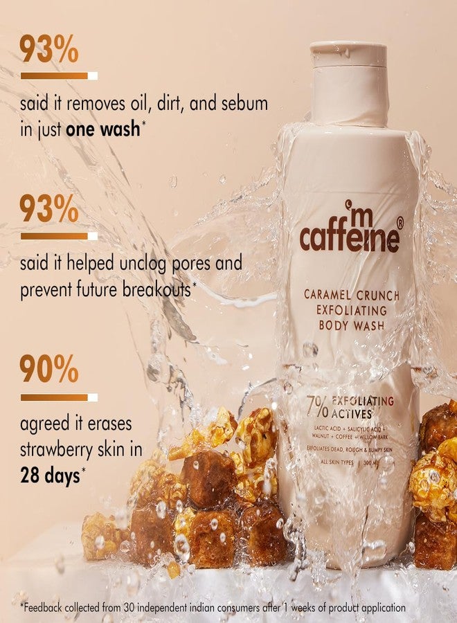 mCaffeine Caramel Care Duo with 7% Exfoliating Body Wash 300ml + 10% Coffee Body Scrub 175g | 1% Salicylic Acid, 2% Lactic Acid & AHA Blend | - Image 4