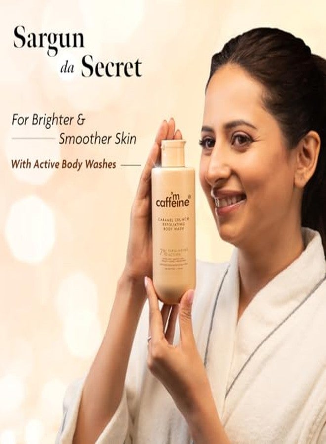 mCaffeine Caramel Care Duo with 7% Exfoliating Body Wash 300ml + 10% Coffee Body Scrub 175g | 1% Salicylic Acid, 2% Lactic Acid & AHA Blend | - Image 1