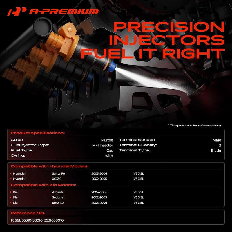 A-Premium Fuel Injectors Set of 6 for Hyundai and Kia Vehicles - Image 2