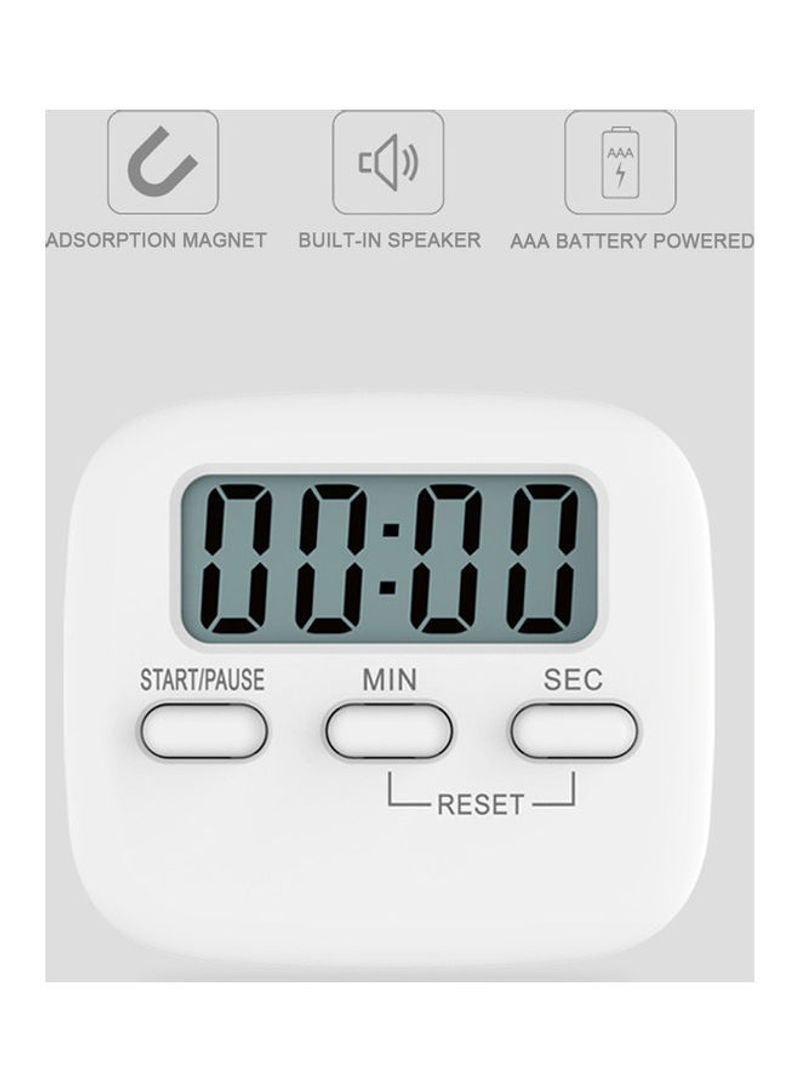 Portable Digital Kitchen Timer Magnetic Cooking Countdown Alarm With LCD Screen Stand White 6.5cm - Image 4