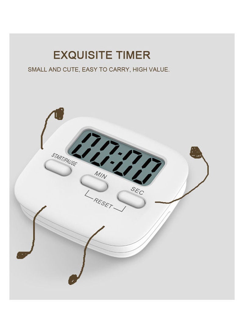 Portable Digital Kitchen Timer Magnetic Cooking Countdown Alarm With LCD Screen Stand White 6.5cm - Image 5