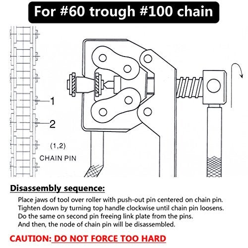 Ansoon #60-100 Roller Chain Breaker Splitter Detacher Cutter Tool for 60 80 100 12B 16B 20B C2040 C2042 C2050 C2052 A2040 A2050 Roller Chain Fit for Motorcycle Bicycle Go Kart ATV Chains Replacing - Image 2
