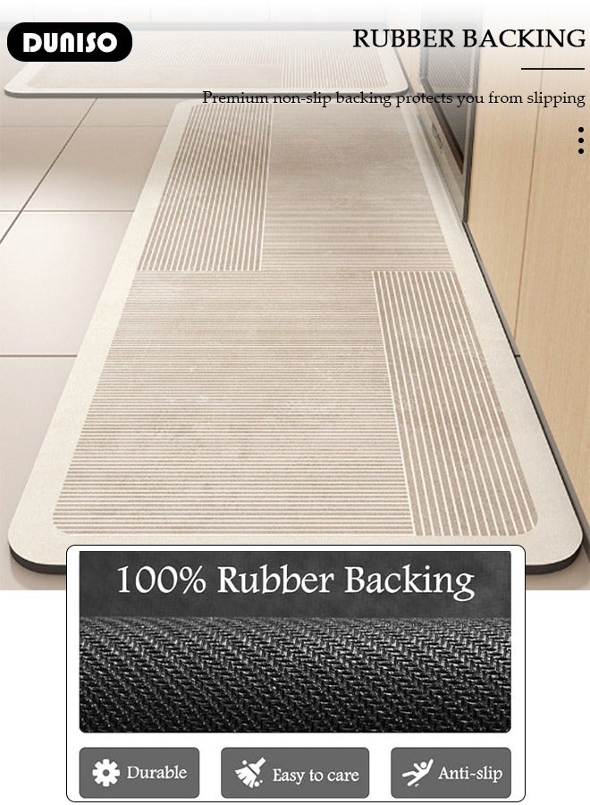 DUNISO 2 PCS  Kitchen Mats and Rugs Set , Non Slip Heavy Duty Standing Mat, Quick Dry Diatom Mud Floor Mat,  Extra Soft and Absorbent Floor Mats for  Kitchen, Bath, Office, Laundry(40*60cm+40*120cm)  - Image 2