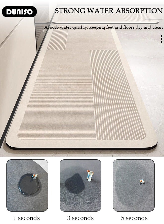 DUNISO 2 PCS  Kitchen Mats and Rugs Set , Non Slip Heavy Duty Standing Mat, Quick Dry Diatom Mud Floor Mat,  Extra Soft and Absorbent Floor Mats for  Kitchen, Bath, Office, Laundry(40*60cm+40*120cm)  - Image 3