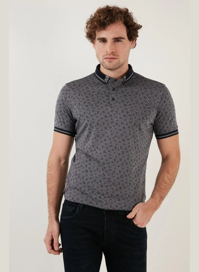 Buratti Cotton Blend Patterned Slim Fit Polo Collar T Shirt Men's Polo Collar T-Shirt 646B3280