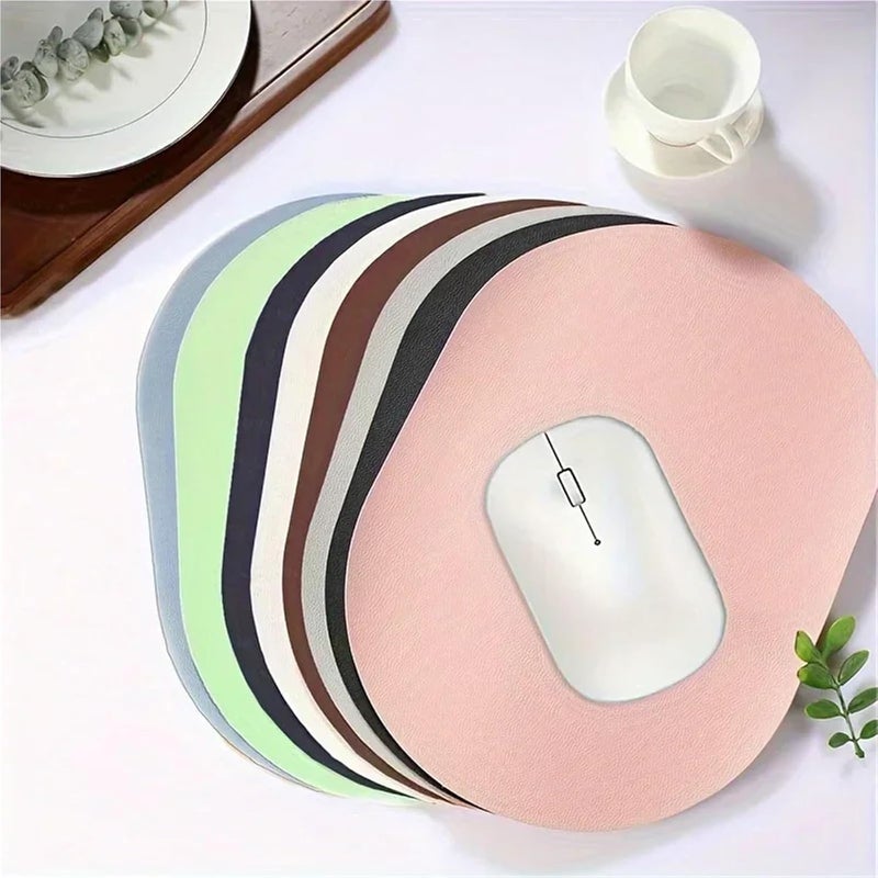 10pcs Oval Mini Mouse Pad with Non-Slip Rubber Base, Waterproof Compact Mouse Mat for Laptop Computer Wireless Mouse Keyboard Tray(Pink) - Image 2