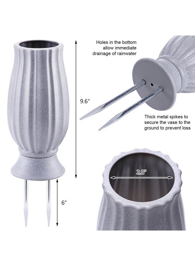 Bocola Cemetery Vase For Grave Decorations With Metal Spike Headstones Flower Holder For Atificial Flowers Fake Floral Outdoor Tombstone Markers Memorials Sympathy For Loss Of Loved Ones - Image 2