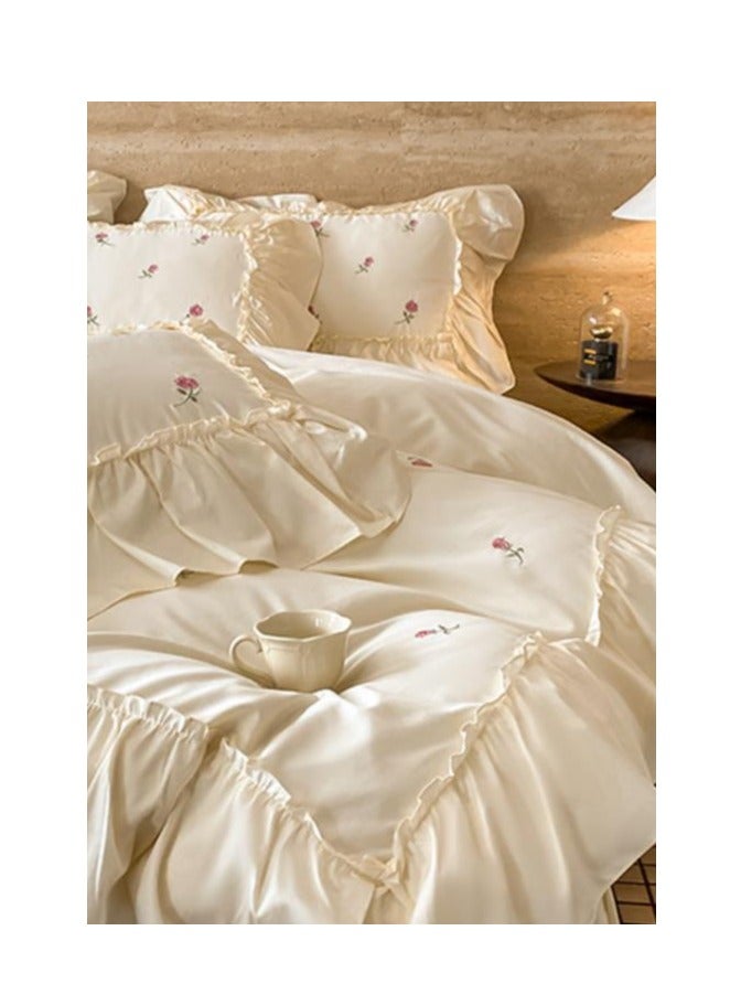 Fitted Sheet Style — French High-End 60 Thread Pure Cotton Embroidered Bedding Four Piece Set - Image 3