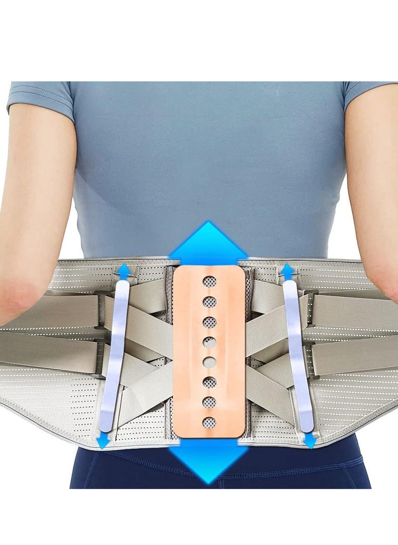 KASTWAVE Back Braces for Lower Back Pain Relief with 2 Different Hardness Sets Removable Stays, Breathable Back Support Belt for Men&Women, Herniated Disc, Sciatica, Scoliosis (Gray, Medium)  - Image 1