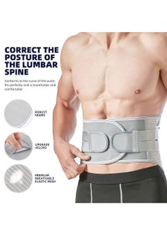KASTWAVE Back Braces for Lower Back Pain Relief with 2 Different Hardness Sets Removable Stays, Breathable Back Support Belt for Men&Women, Herniated Disc, Sciatica, Scoliosis (Gray, Medium)  - Image 3