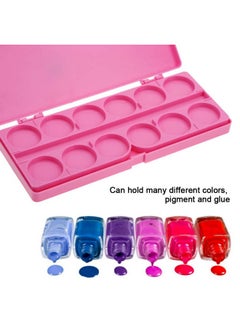 Semme Nail Art Palette 24 Grid Plastic Nail Art Paint Color Mixing Palette Plate Watercolor Pigment Color Mixing Case Manicure Drawing Tray(Rose Red)  - Image 3