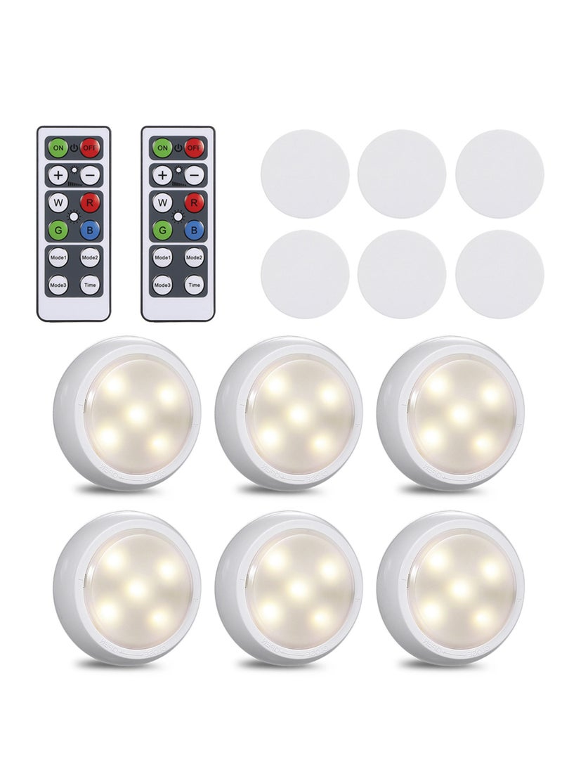 6pcs Under Cabinet Lights with Remote Control Battery Powered & USB Charging RGBW LED Cupboard Lamp Dimmable 10 Brightness 3 Lighting Mode Night Light Colorful Atmosphere Lighting  - Image 2