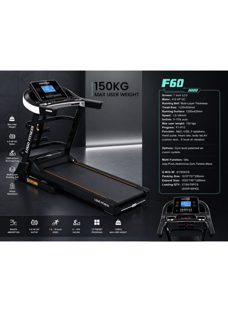 لوجو جهاز سير كهربائي احترافي 150 كجم – موديل F60 - Image 1