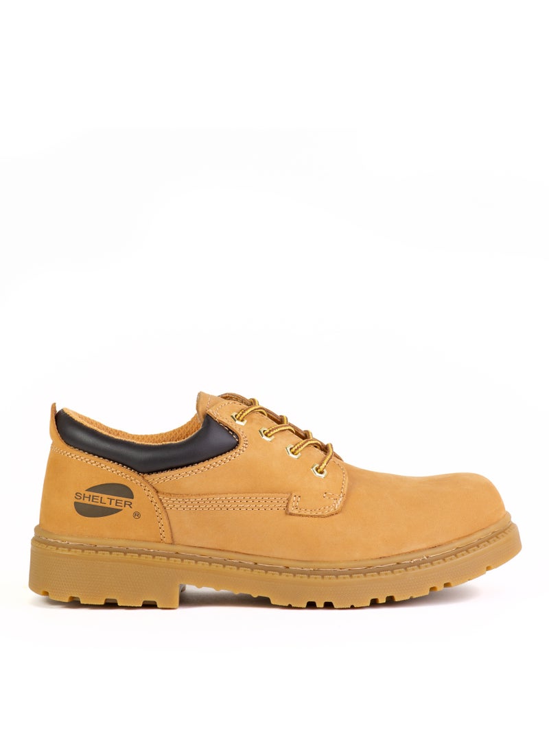 Shelter SH591 Safety Shoes Tan Nubuck Upper with Steel Toe and Slip-Resistant Rubber Sole - Image 1