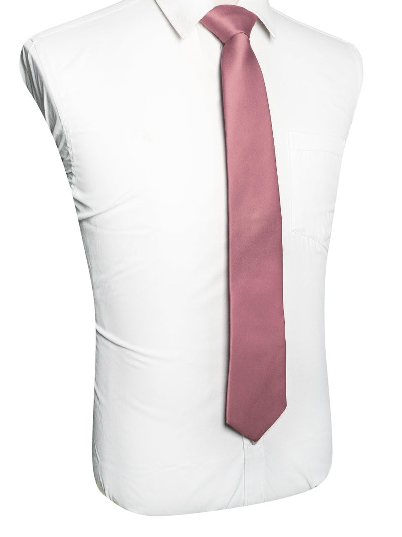 JEMYGINS Dusty Rose Tie Mens Necktie for Wedding and Business(8cm) - Image 2
