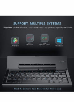 Excefore Foldable Keyboard Folding Bluetooth Keyboard, Portable Aluminum Alloy Housing, for iPad, iPhone, Android Devices, and Windows Tablets, Laptops Smartphones  - Image 2