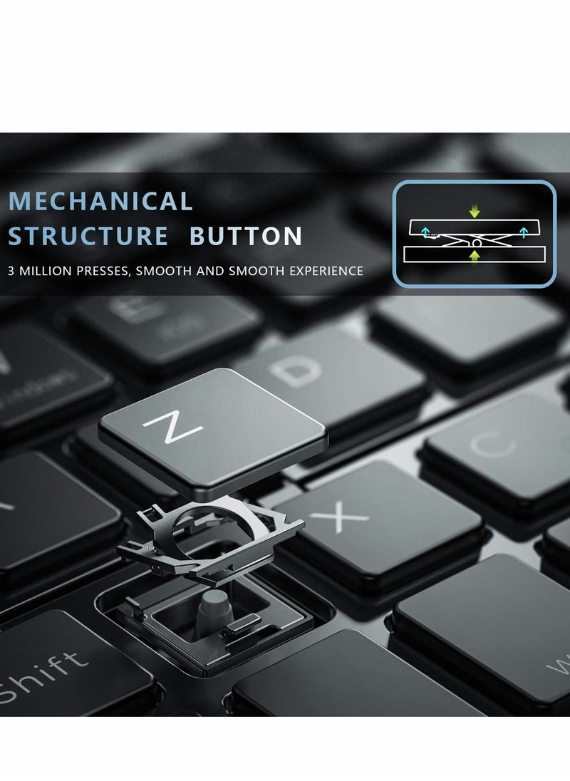 Foldable Keyboard Folding Bluetooth Keyboard, Portable Aluminum Alloy Housing, for iPad, iPhone, Android Devices, and Windows Tablets, Laptops Smartphones