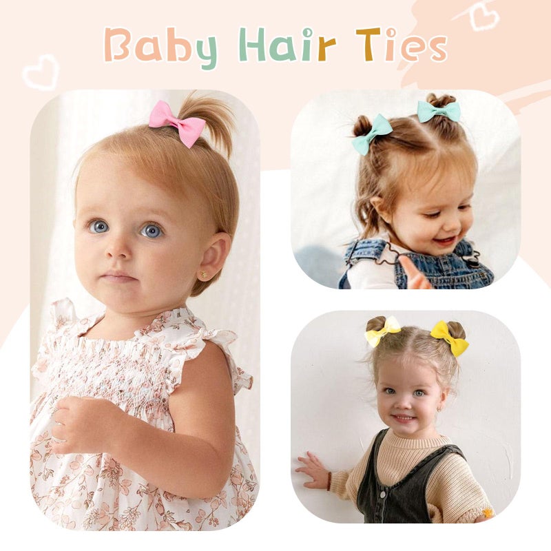 OAOLEER 40PCS 2 Inches Baby Hair Ties, Toddler Hair Ties with Bows, Elastic Ponytail Holders Mini Small For Baby Girls Infants - Image 4